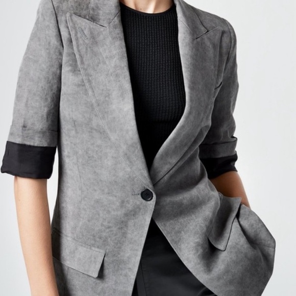 Smythe Jackets & Blazers - SMYTHE Slate Linen Blend One Button Closure Blazer
